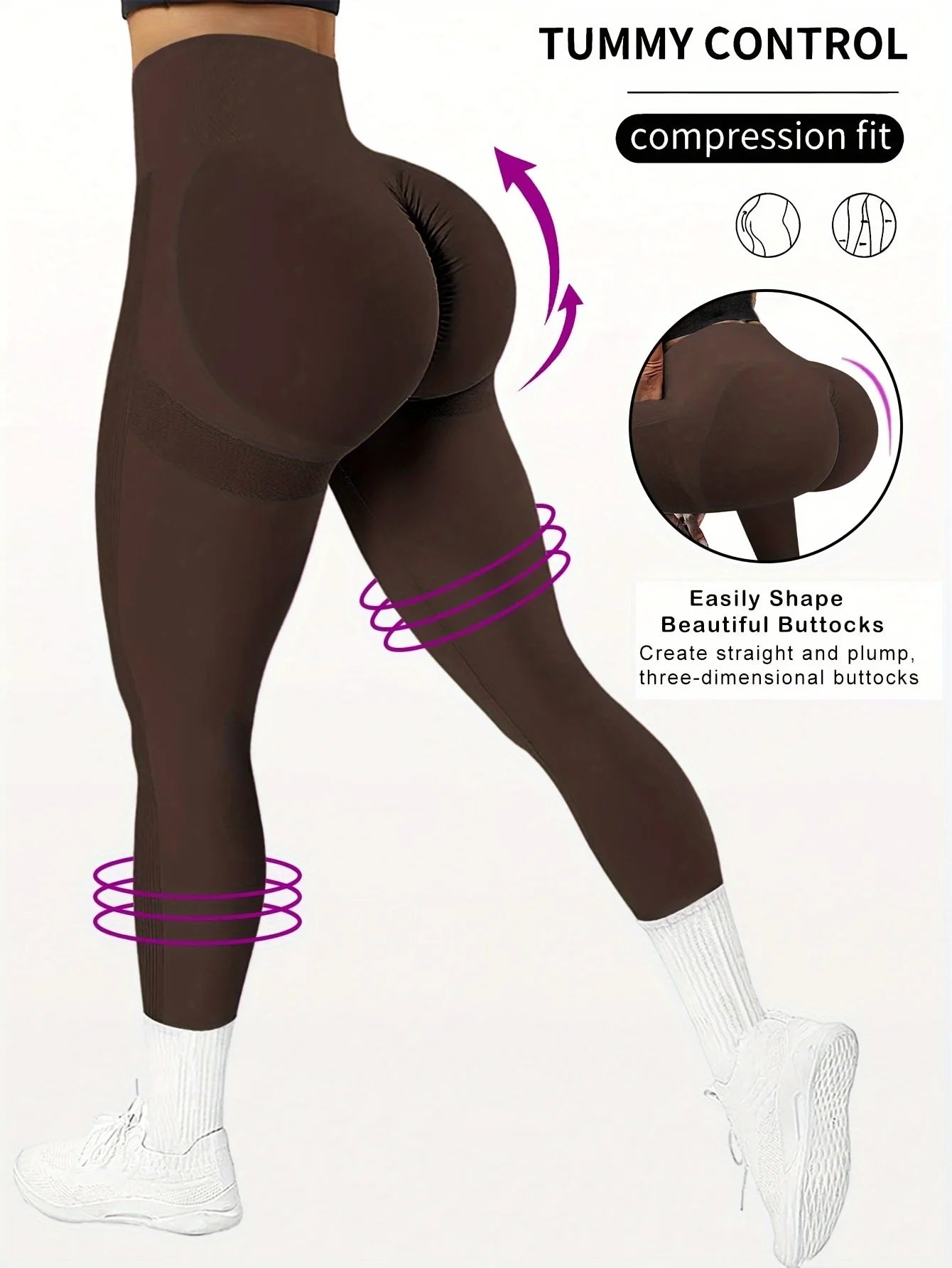 High-Waist Seamless Yoga Pants – Solid Color, Tight Fit for Gym & Cycling