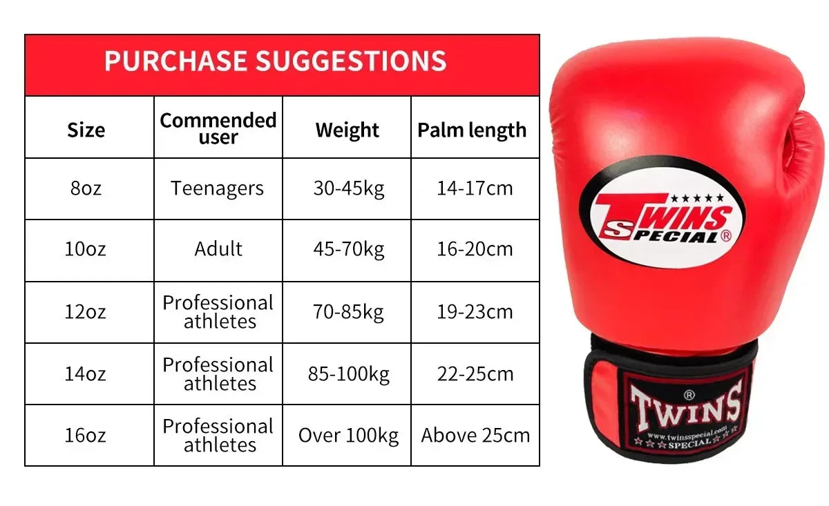 Twins PU Leather Boxing Gloves Professional MMA & Muay Thai Sparring Gloves