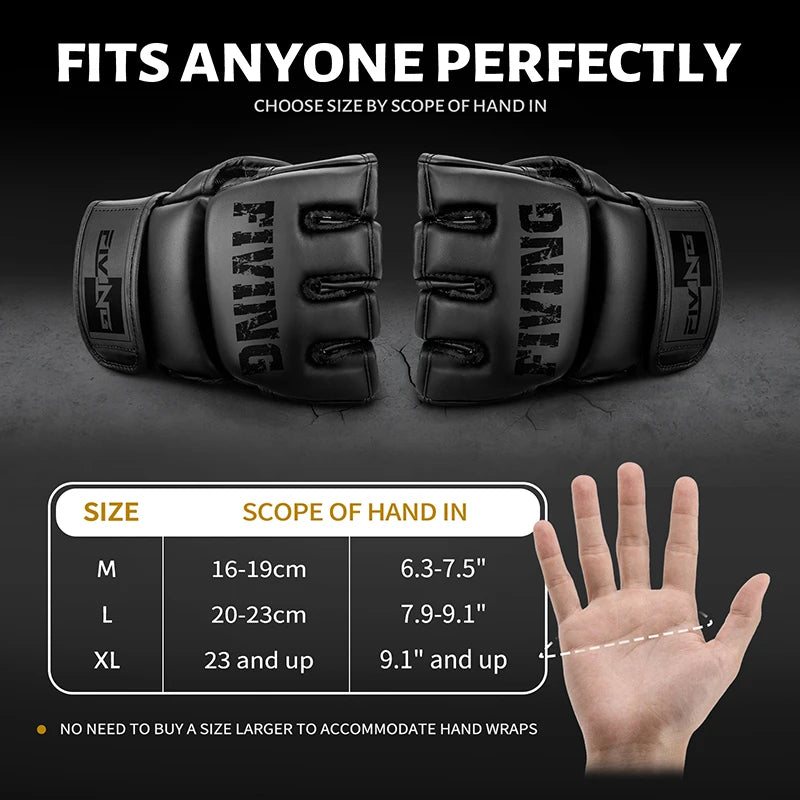 FIVING Half Finger Boxing Gloves PU Leather MMA Training Gloves