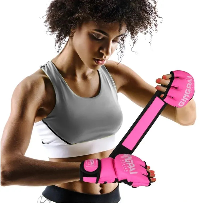Gingpai Half-Mitts Gloves- Half-Finger Padded Gloves for kickboxing & Sparring