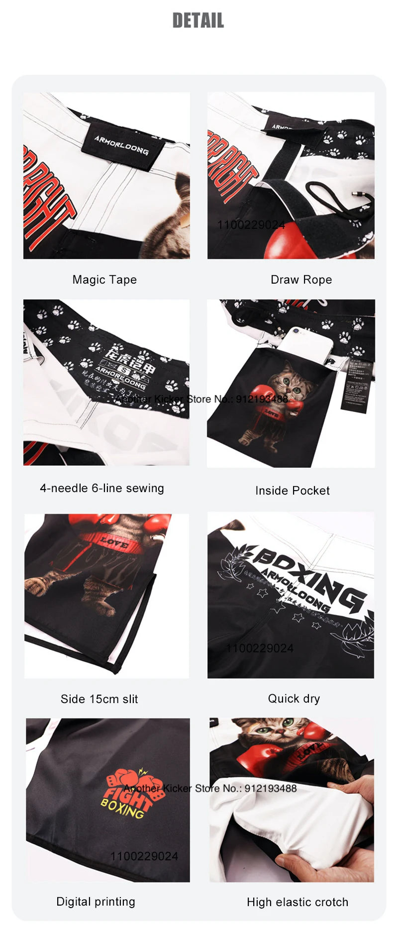 Tiger MMA Shorts BJJ Crossfit Wrestling Grappling Shorts Jiujitsu Martial Arts Combat Clothing Men Women Kickboxing Boxing Pants