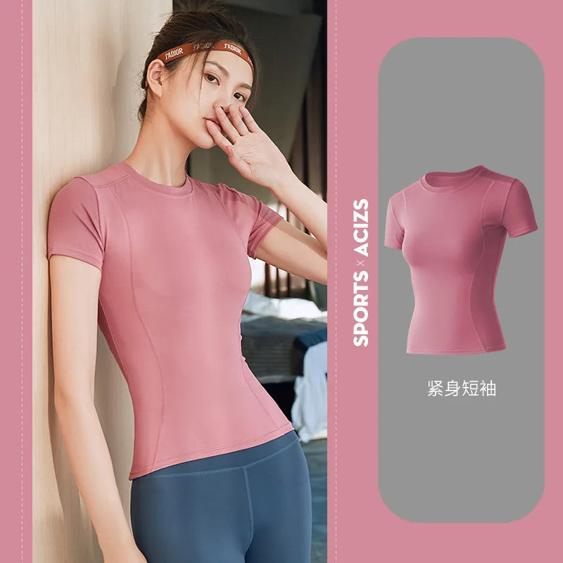Women’s Activewear Top Solid Color V-Neck Moisture Wicking Shirt