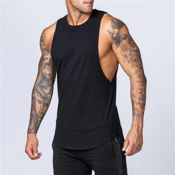 Men’s O-Neck Cotton Tank Breathable Fitness Muscle Vest