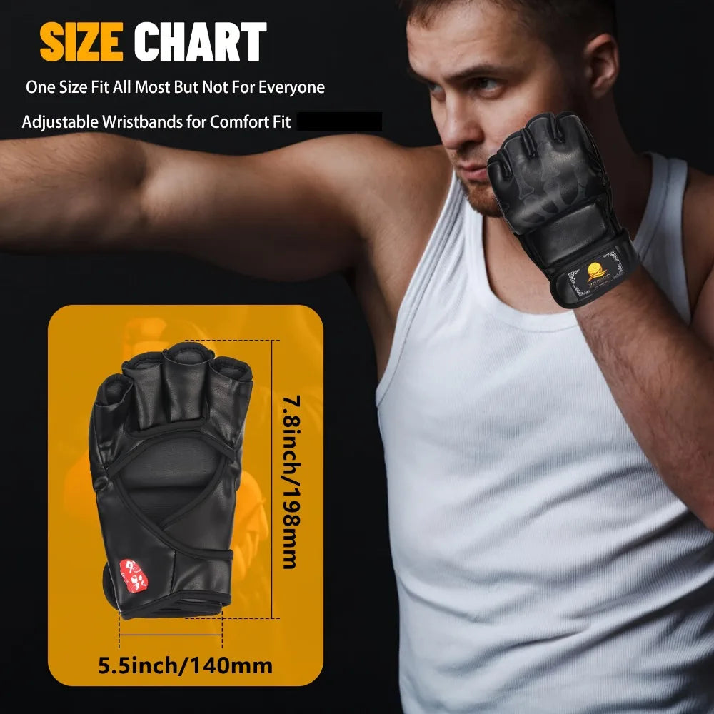 MMA Half-Finger Gloves for UFC, Boxing, Muay Thai & Training Sparring