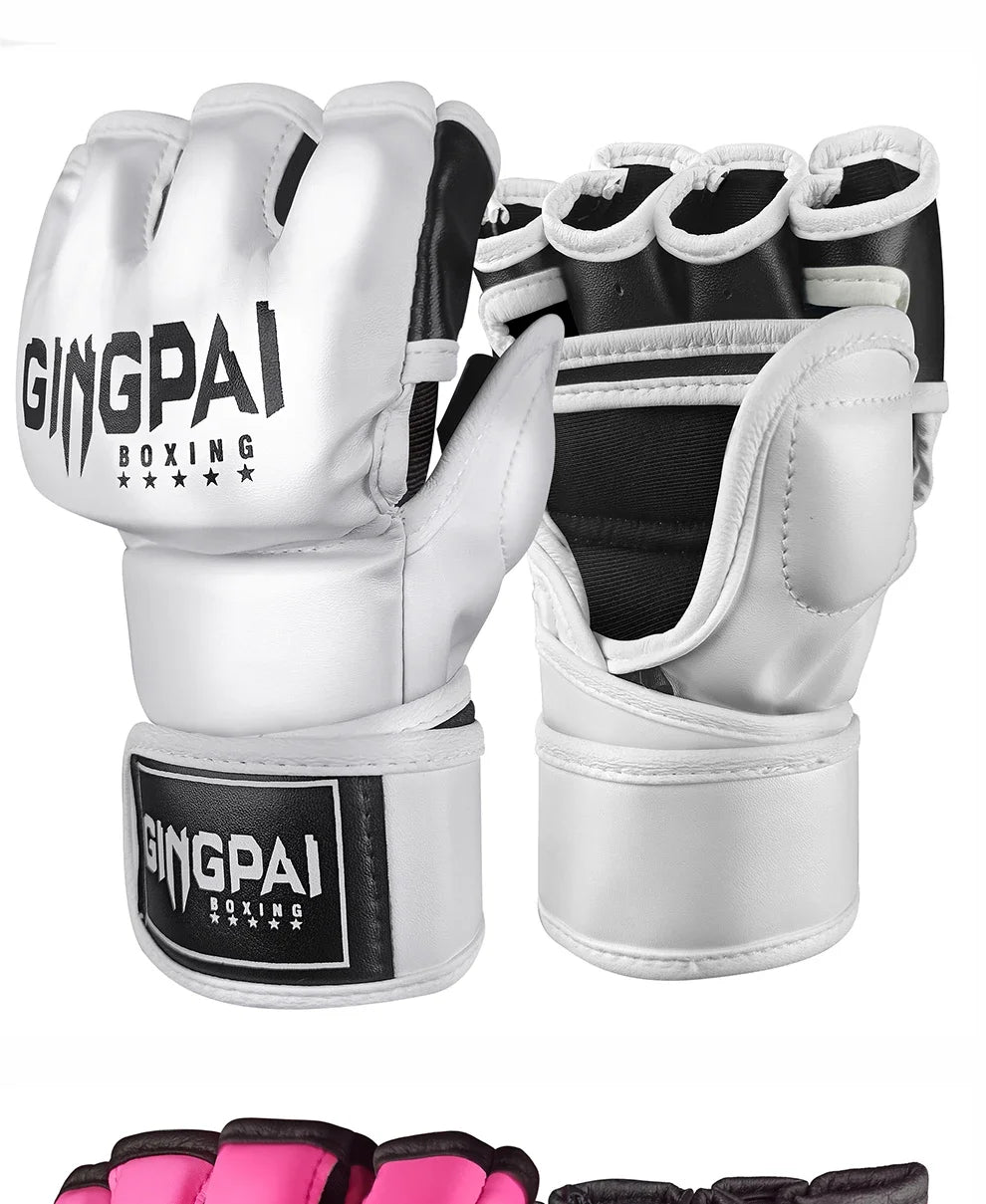 Gingpai Half-Mitts Gloves- Half-Finger Padded Gloves for kickboxing & Sparring