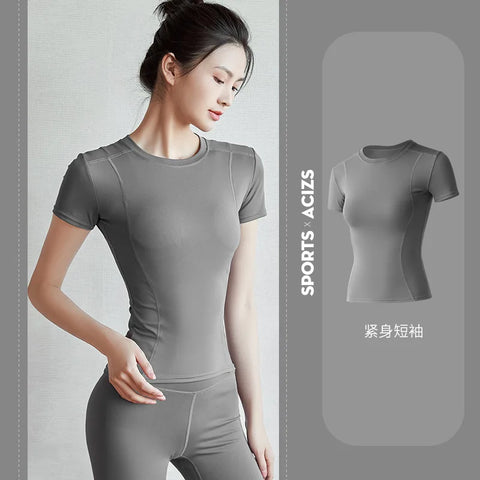 Women’s Activewear Top Solid Color V-Neck Moisture Wicking Shirt