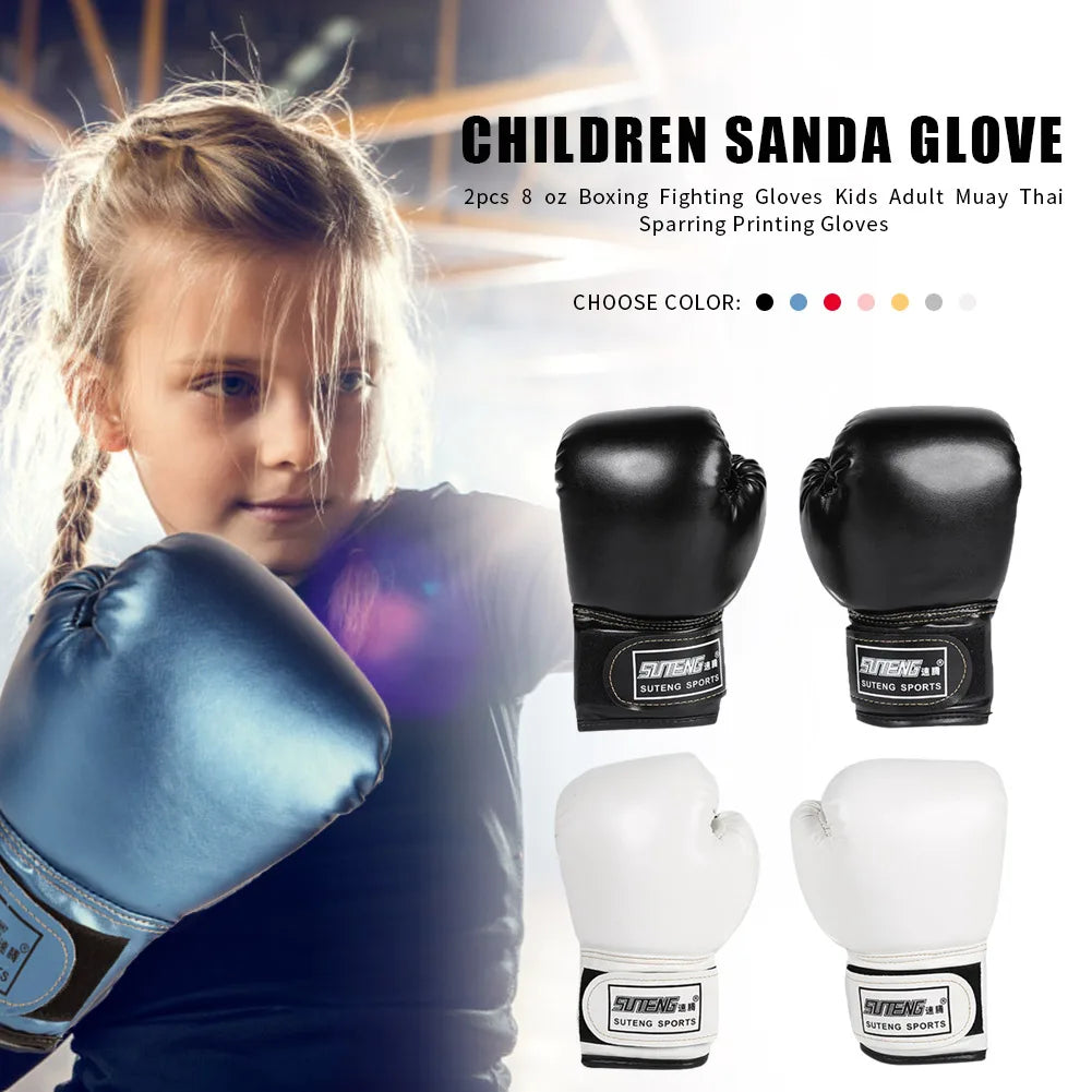 2pcs Boxing Training Fighting Gloves Breathable PU Leather Boxing Training Gloves Sanda Sparring Muay Thai MMA Karate Gloves