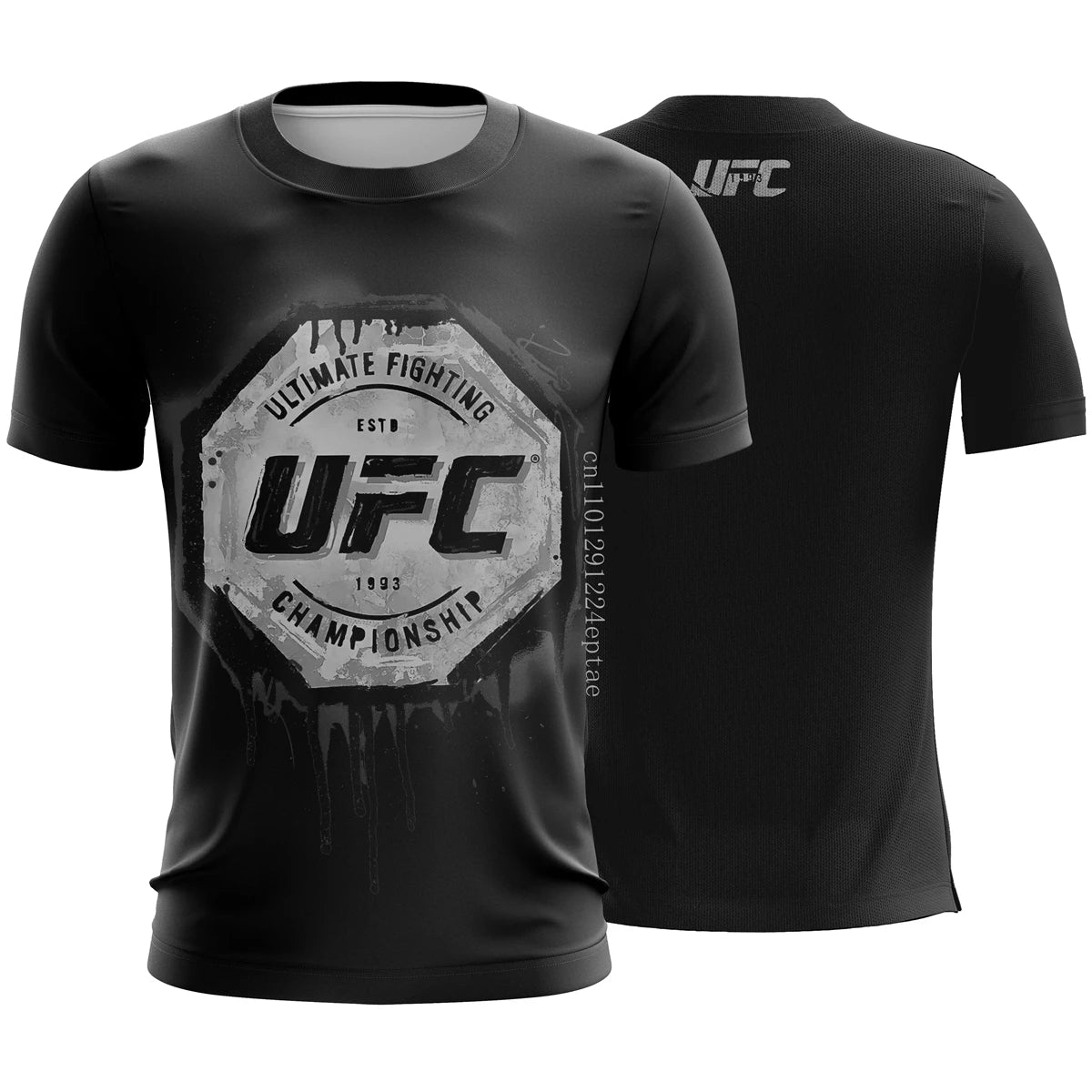 Men's Summer Exercise Trainning T-shirt High Quality Breathable UFC Short Sleeved Top Gold Belt Print Gym Fitness Basketball Tee