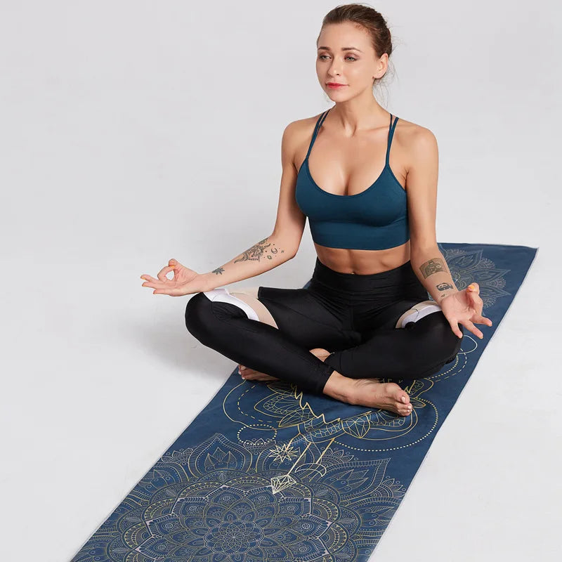 Double-Side Velvet Yoga Mat Towel Non-Slip, Quick-Dry & Portable