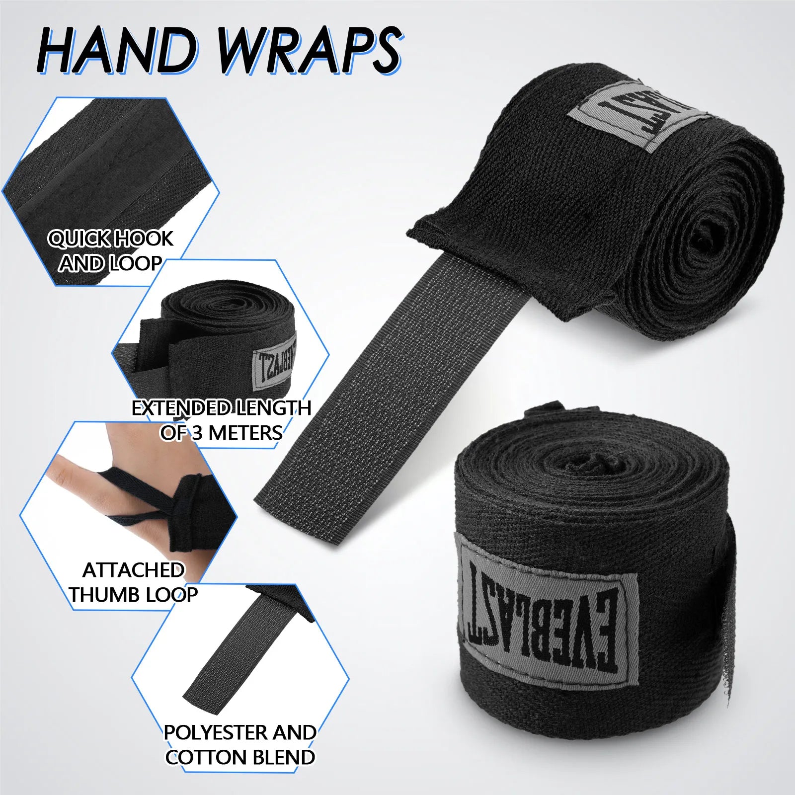 Everlast Cotton Boxing Bandages Soft Elastic Hand Wraps for Boxing, & Karate