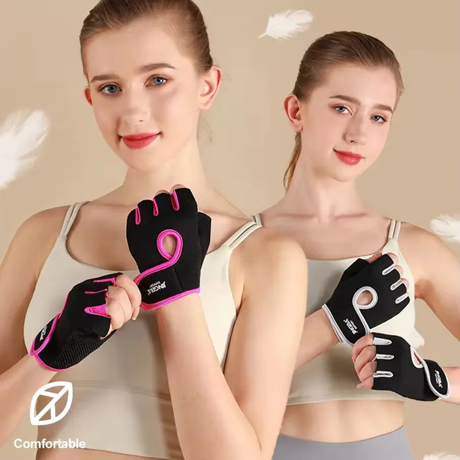 Half Finger Gym Gloves Silicone Grip, Breathable Workout Gloves
