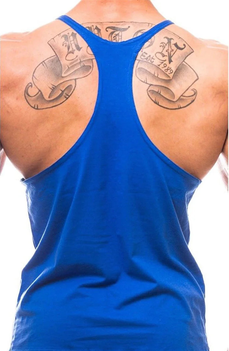 Y-Back Cotton Tank Top Men’s Sleeveless Fitness Shirt
