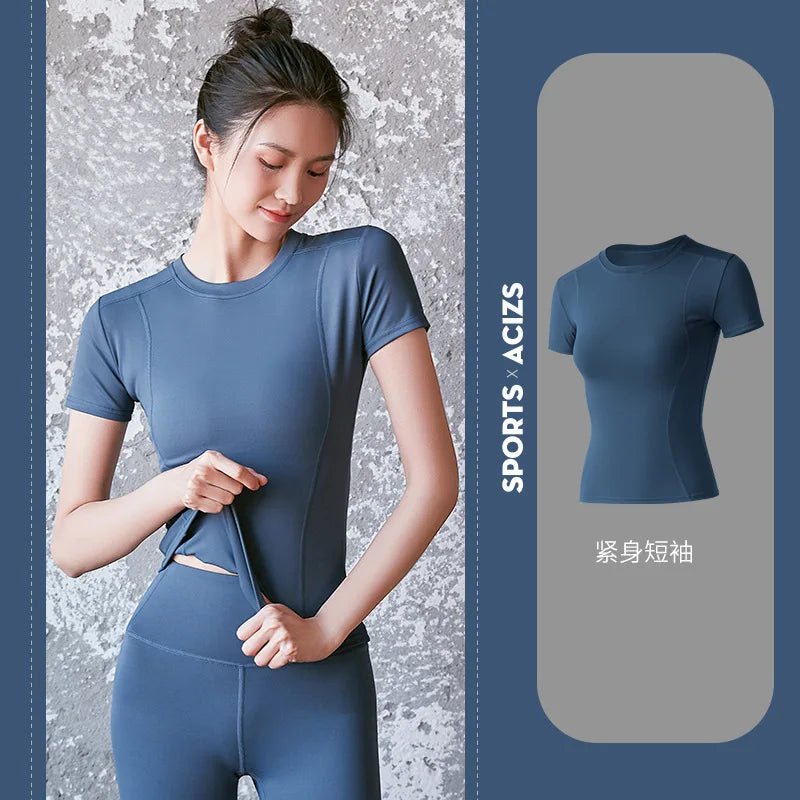 Women’s Activewear Top Solid Color V-Neck Moisture Wicking Shirt
