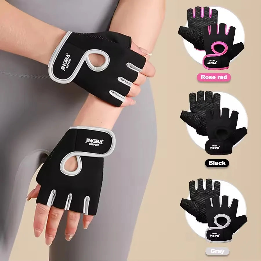 Half Finger Gym Gloves Silicone Grip, Breathable Workout Gloves