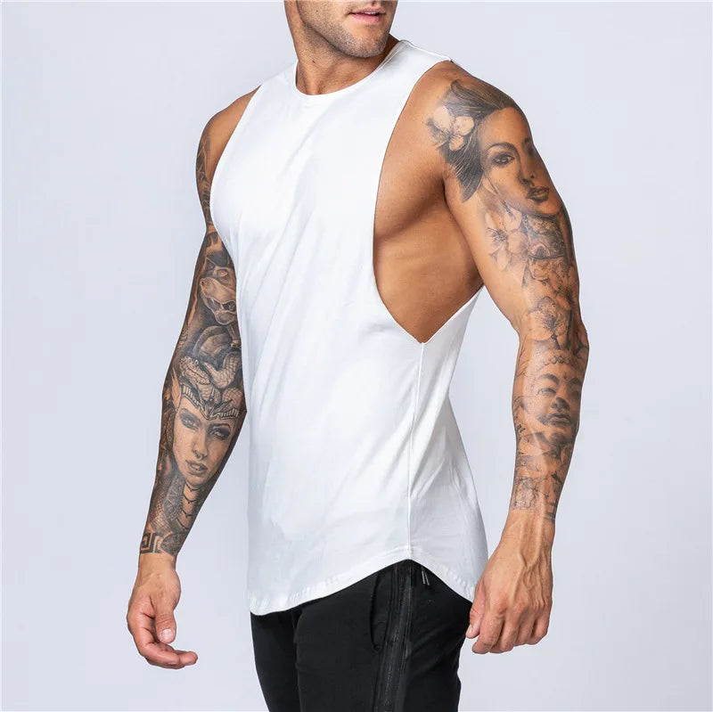 Men’s O-Neck Cotton Tank Breathable Fitness Muscle Vest