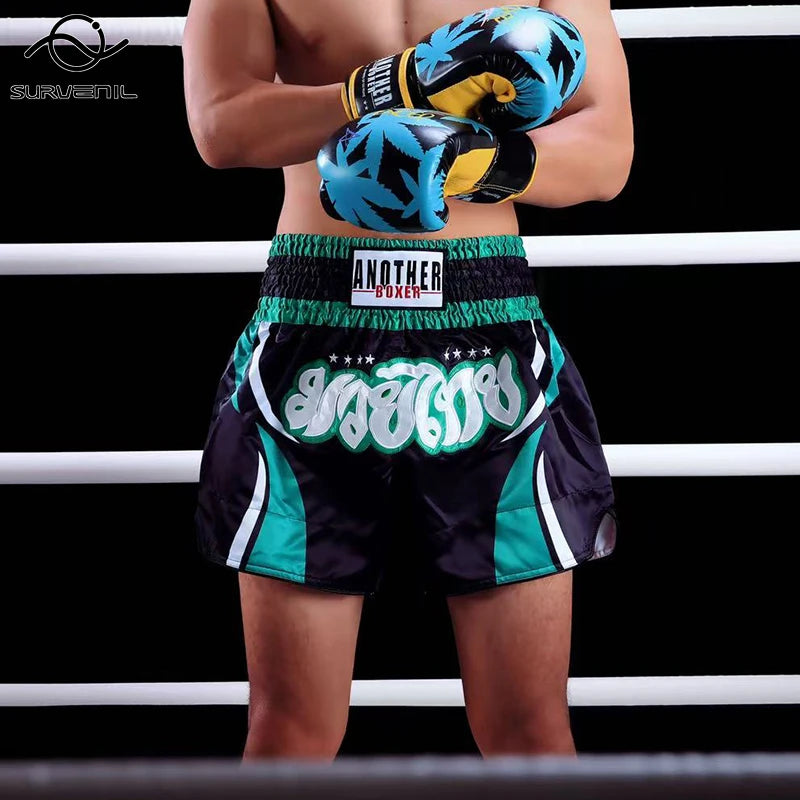 Muay Thai Shorts 2025 New Thai Boxing Shorts Women Men Child Patchwork Kickboxing Training Pants Gym MMA Martial Arts Fight Gear