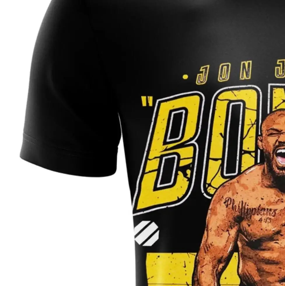 Summer UFC Jon Jones Print 3D Short Sleeve T-shirts Men's Quick-drying Breathable Plus Size Loose Sports Casual Clothing Tees