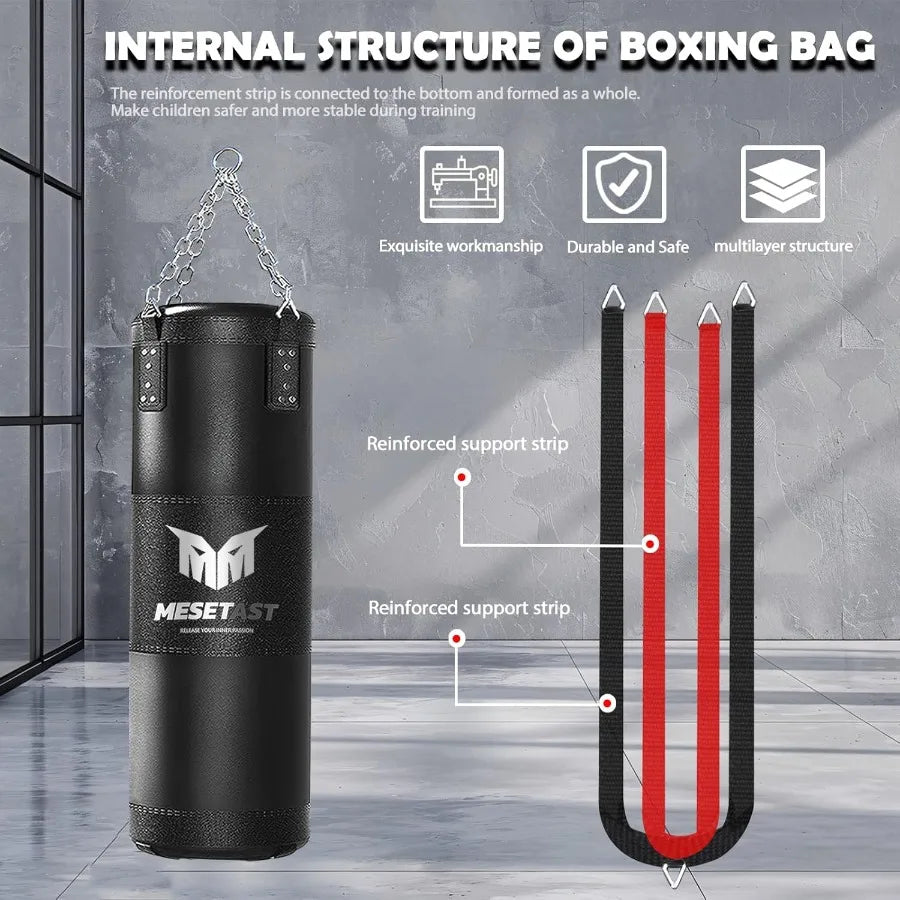 2.7ft Punching Bag with 8 OZ Boxing Gloves for Youth Boxing MMA Karate Kickboxing Unfilled Ideal Training Equipment for and Tee