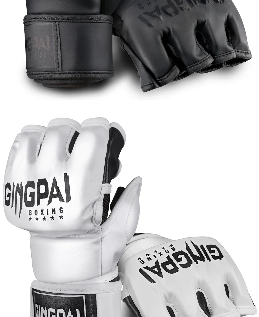 Gingpai Half-Mitts Gloves- Half-Finger Padded Gloves for kickboxing & Sparring