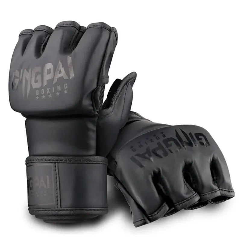 Gingpai Half-Mitts Gloves- Half-Finger Padded Gloves for kickboxing & Sparring
