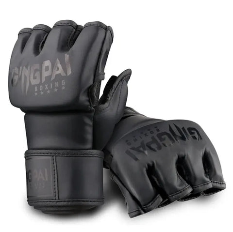 Gingpai Half-Mitts Gloves- Half-Finger Padded Gloves for kickboxing & Sparring