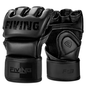 FIVING Half Finger Boxing Gloves PU Leather MMA Training Gloves