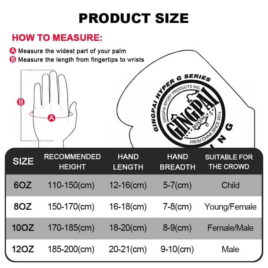 GINGPAI MMA Boxing Gloves – Muay Thai Sandbag Gloves for Training & Fighting