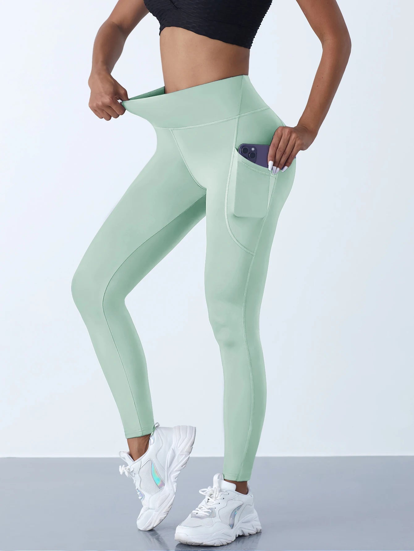 High Waist Stretch Leggings – Yoga Pants with Pockets for Fitness & Running