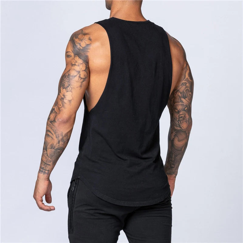Men’s O-Neck Cotton Tank Breathable Fitness Muscle Vest