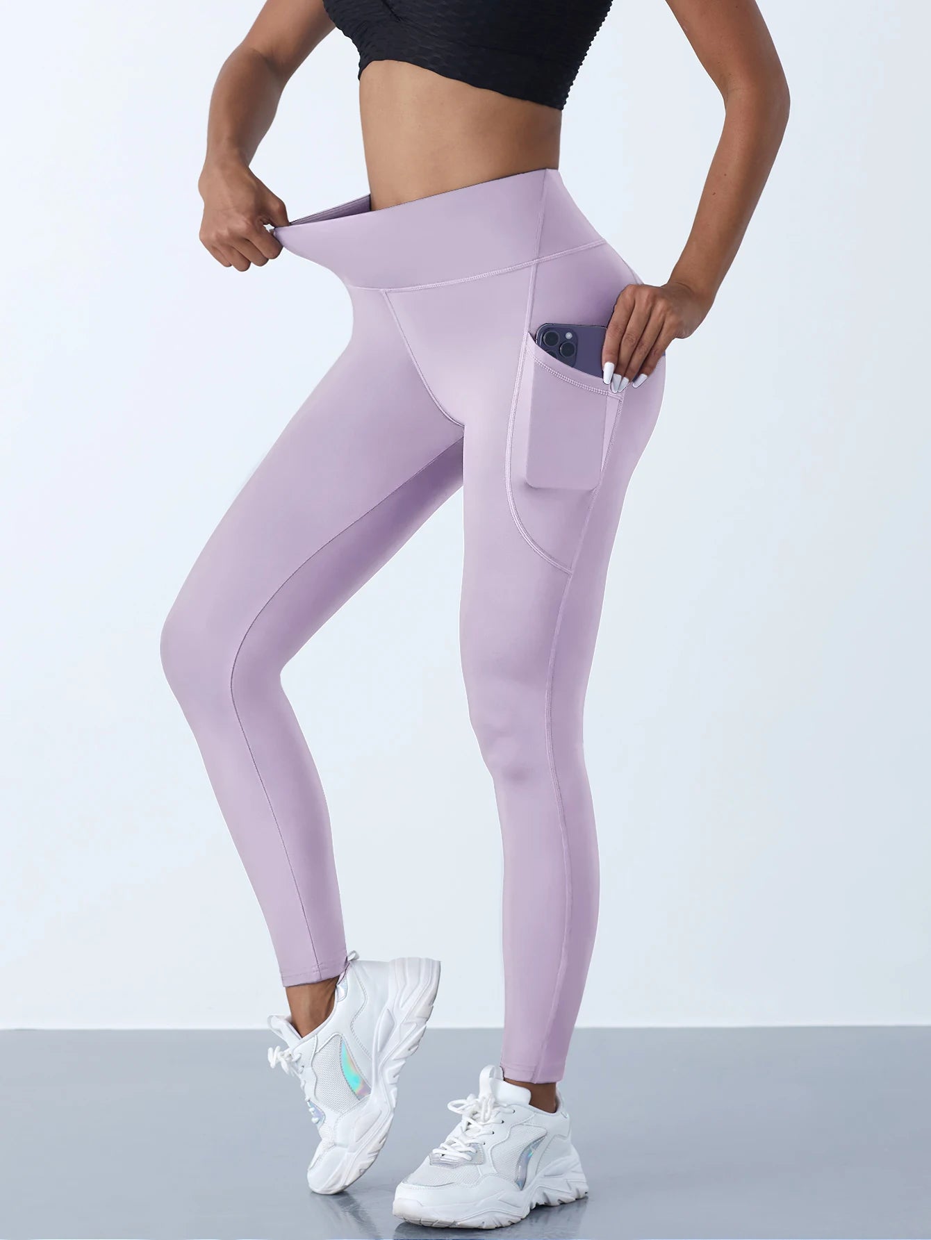 High Waist Stretch Leggings – Yoga Pants with Pockets for Fitness & Running