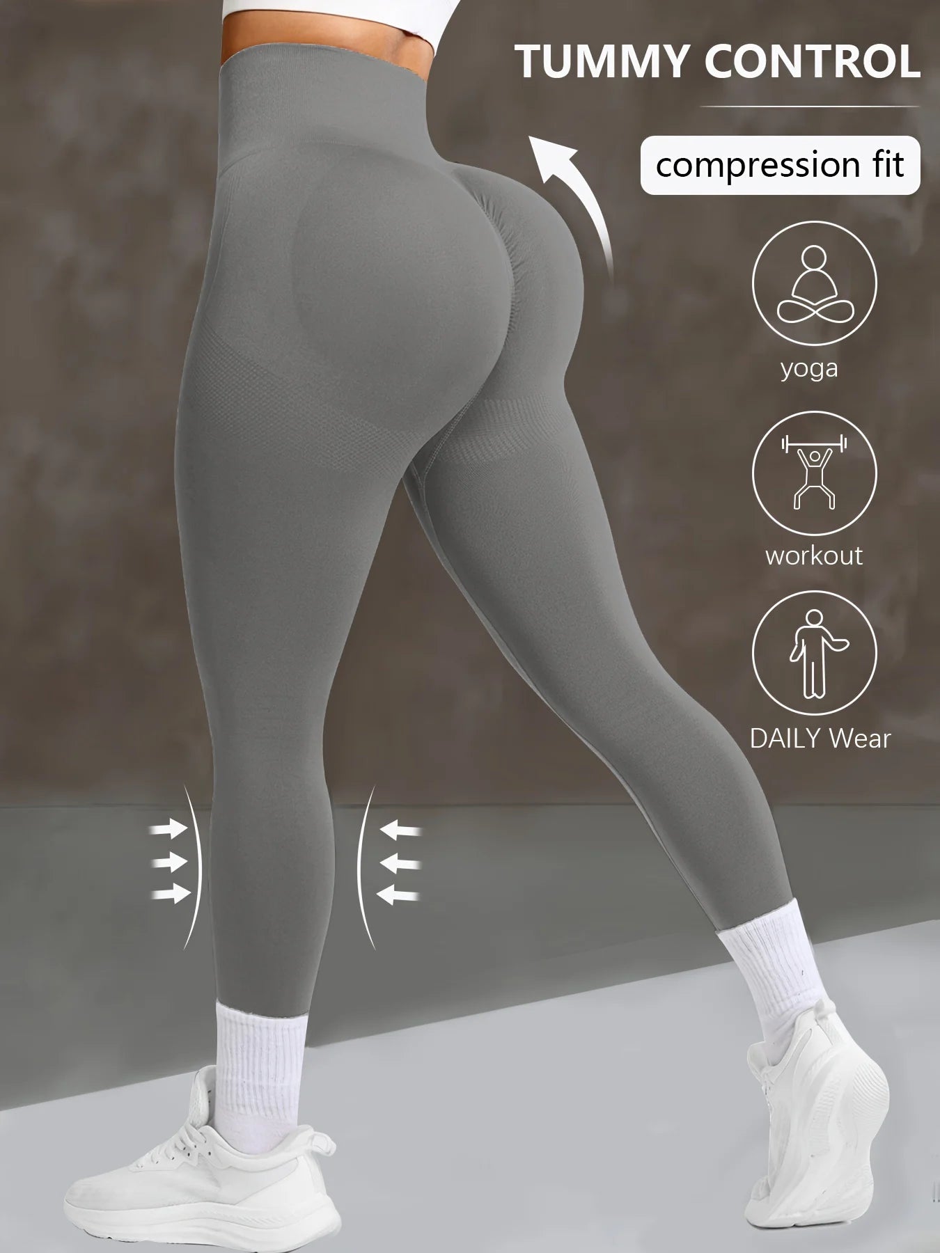 High-Waist Seamless Yoga Pants – Solid Color, Tight Fit for Gym & Cycling