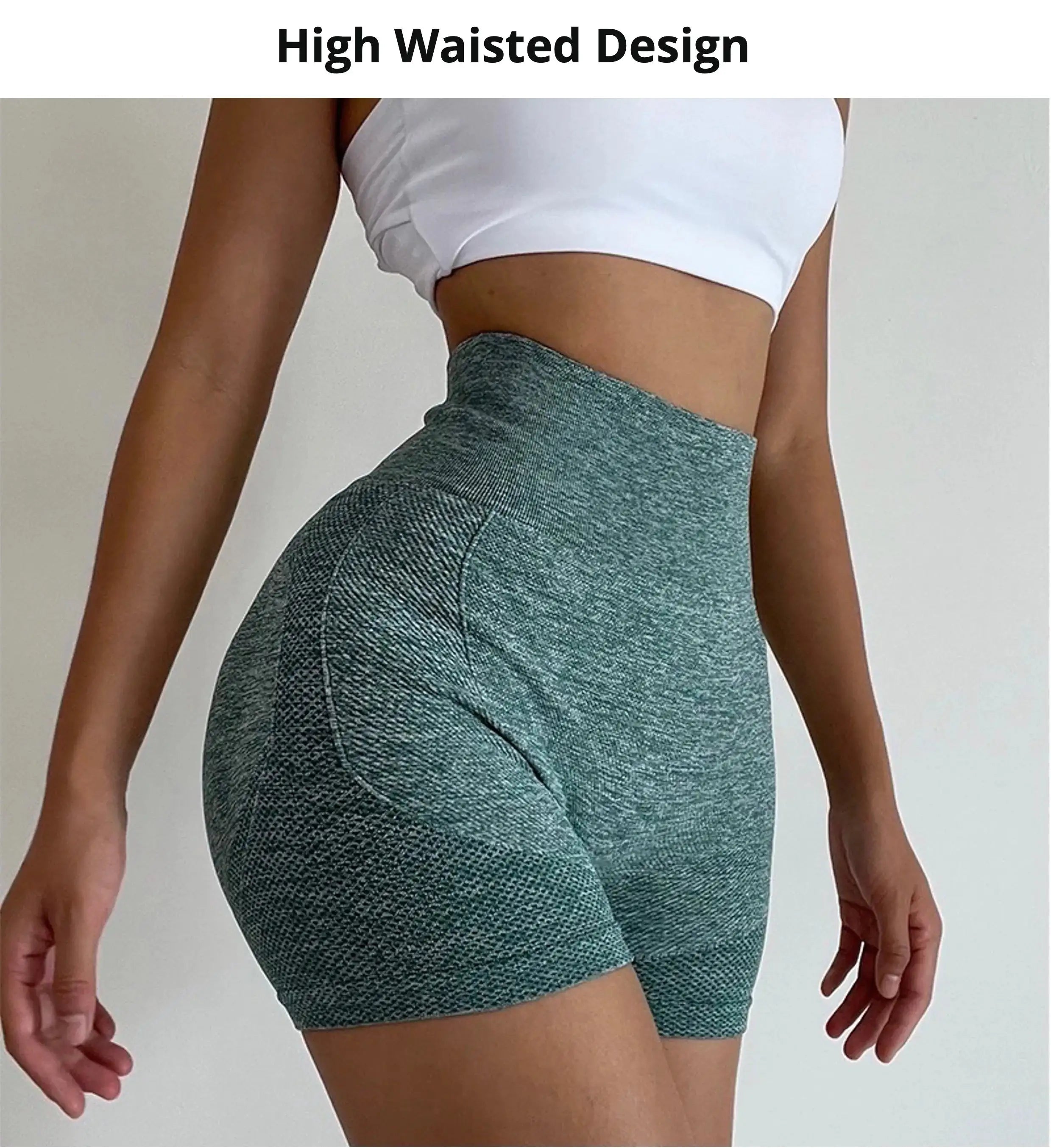 High Waist Workout Shorts – Seamless Peach Lift Tights for Fitness & Yoga