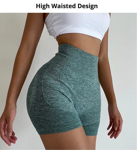 High Waist Workout Shorts – Seamless Peach Lift Tights for Fitness & Yoga