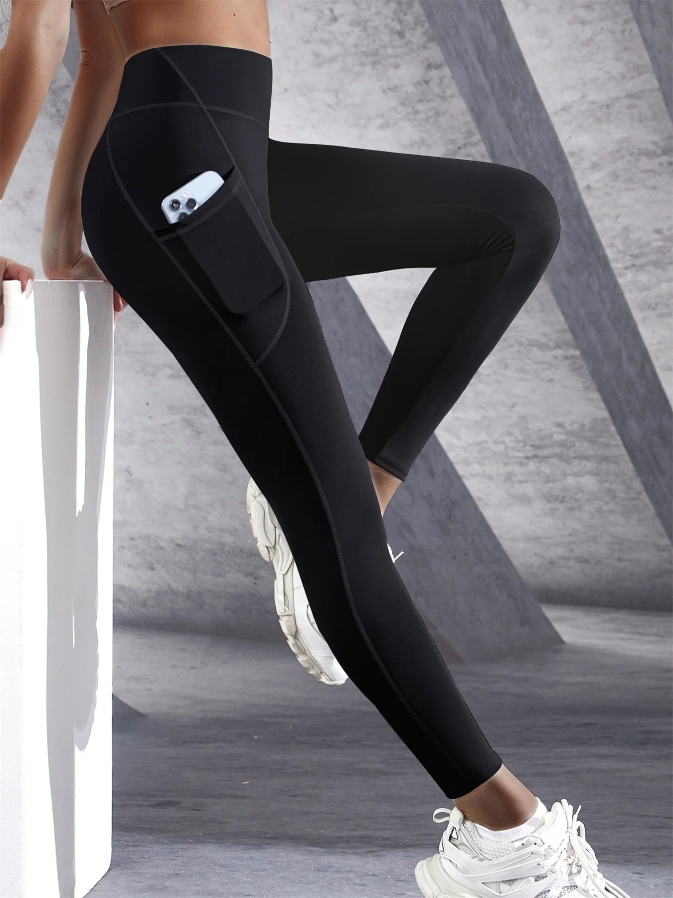 High Waist Stretch Leggings – Yoga Pants with Pockets for Fitness & Running