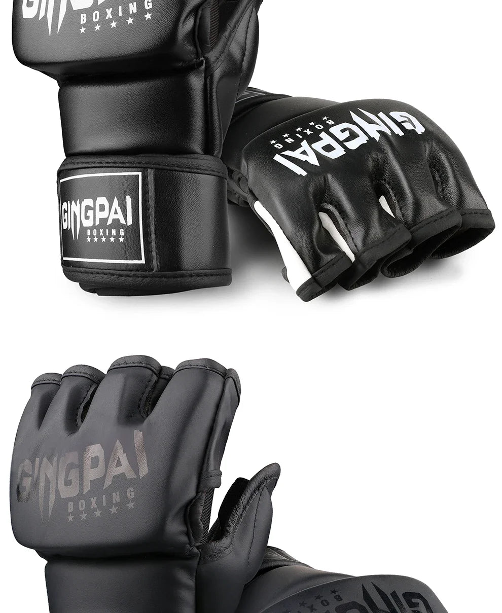Gingpai Half-Mitts Gloves- Half-Finger Padded Gloves for kickboxing & Sparring