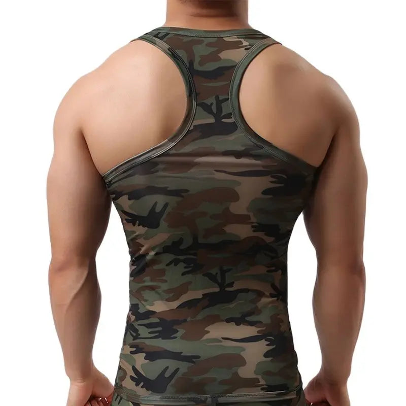 Elastic Camo Gym Tank Top Sleeveless Fitness Shirt