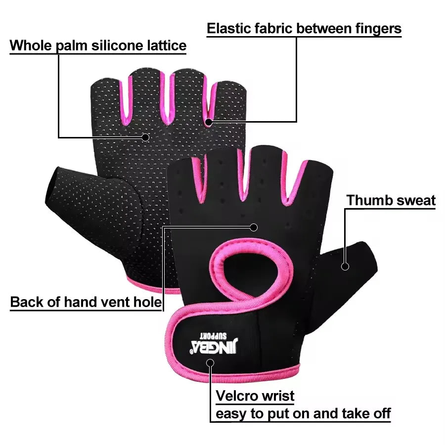 Half Finger Gym Gloves Silicone Grip, Breathable Workout Gloves