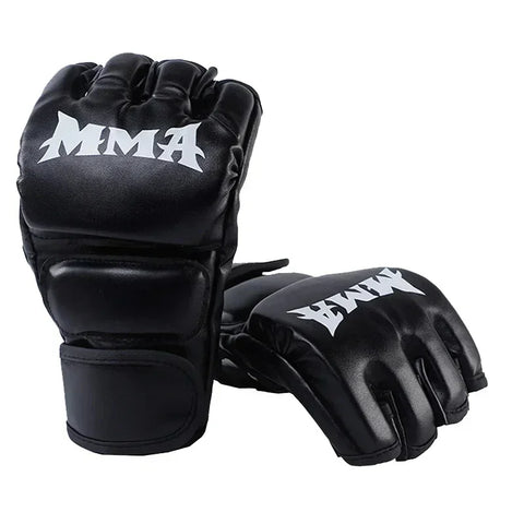 MMA PU Leather Gloves – Professional Half-Finger Gloves for Boxing & Martial Arts