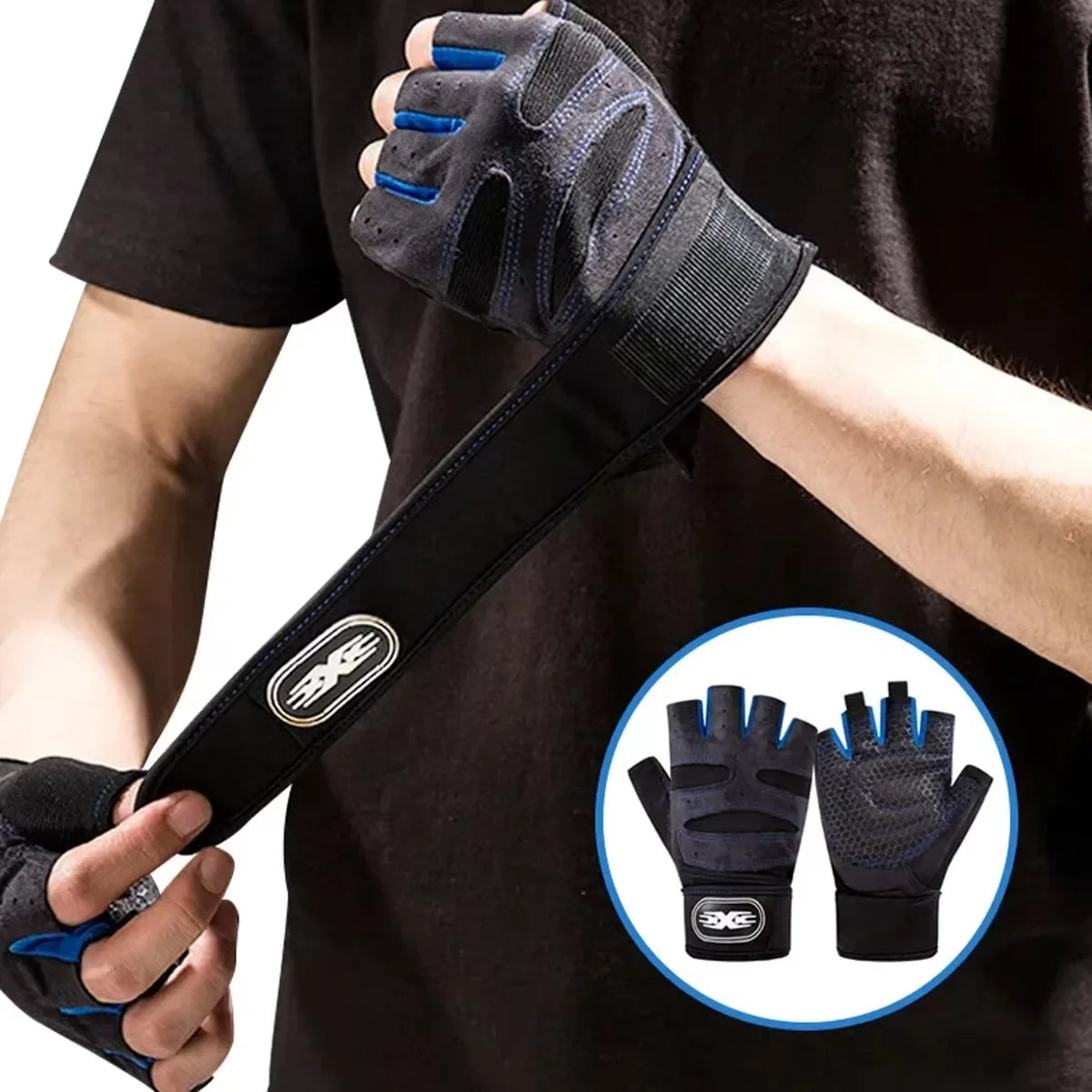 Weightlifting Gloves with Wrist Support for Fitness Training
