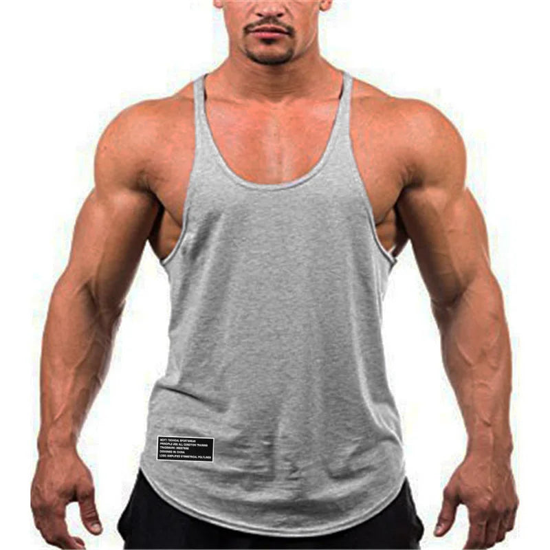 Y-Back Cotton Tank Top Men’s Sleeveless Fitness Shirt