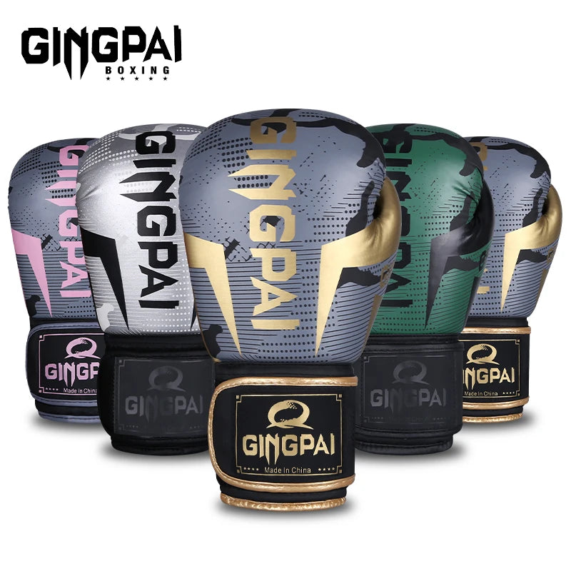GINGPAI PU Leather Boxing Gloves – Breathable & Durable for MMA & Training