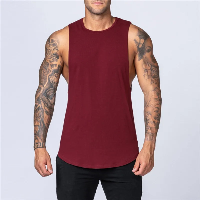 Men’s O-Neck Cotton Tank Breathable Fitness Muscle Vest