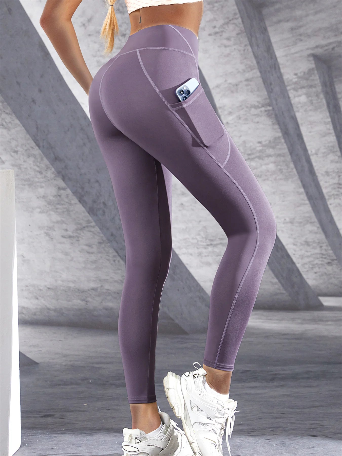 High Waist Stretch Leggings – Yoga Pants with Pockets for Fitness & Running