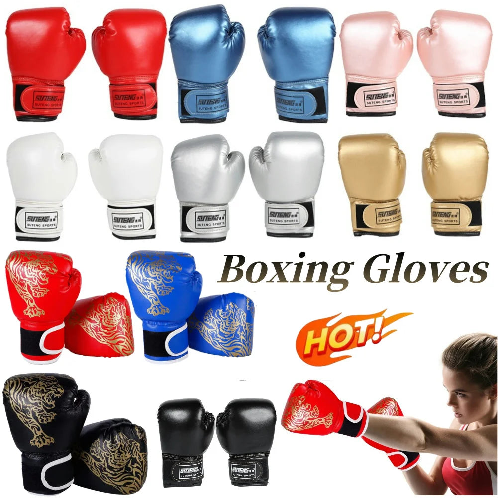 2pcs Boxing Training Fighting Gloves Breathable PU Leather Boxing Training Gloves Sanda Sparring Muay Thai MMA Karate Gloves