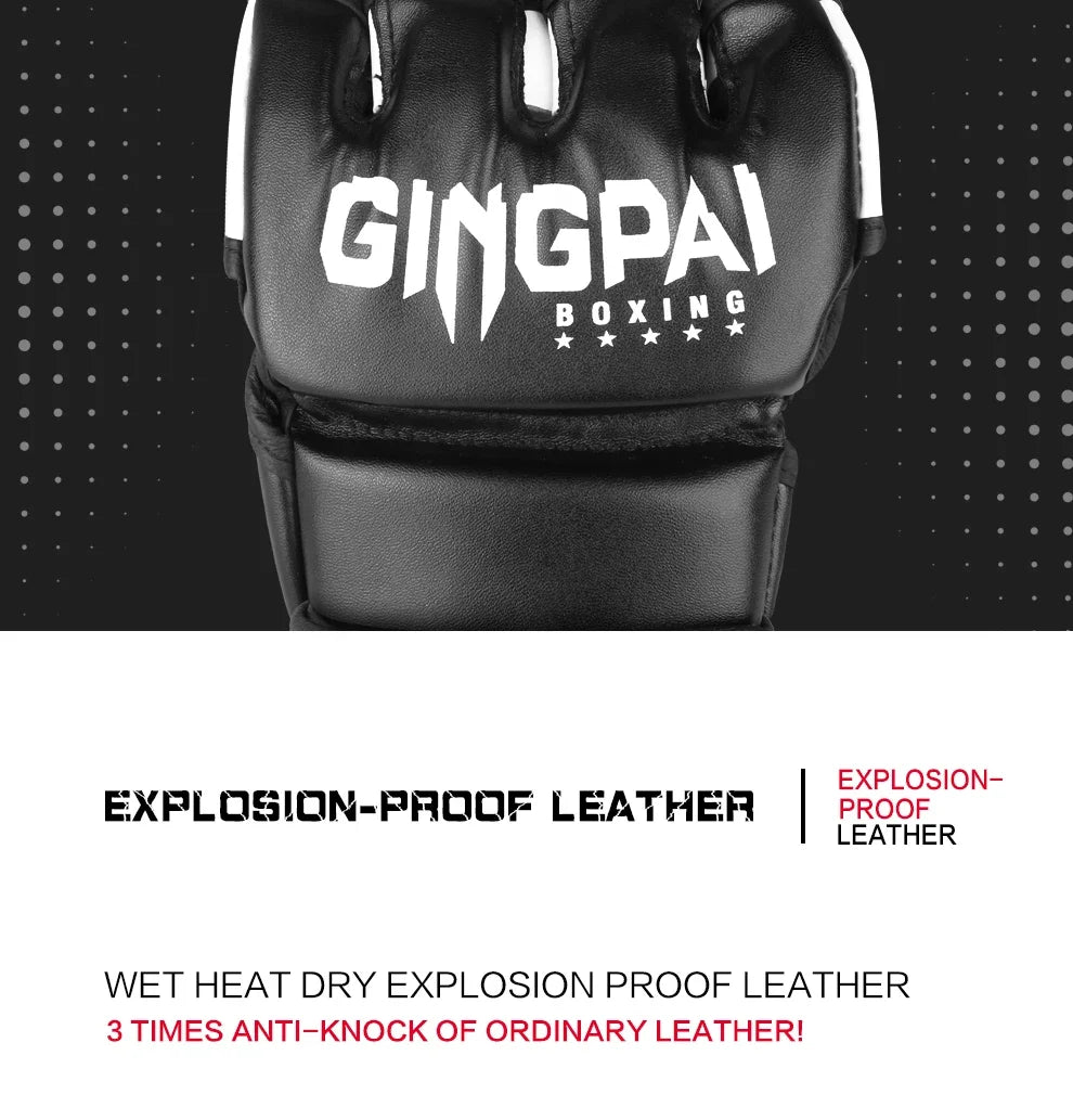 Gingpai Half-Mitts Gloves- Half-Finger Padded Gloves for kickboxing & Sparring