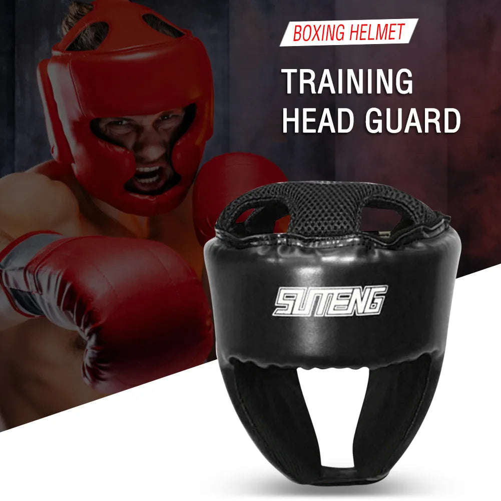 Adjustable Boxing Head Guard for Sparring & Training | PU Leather Protective Gear