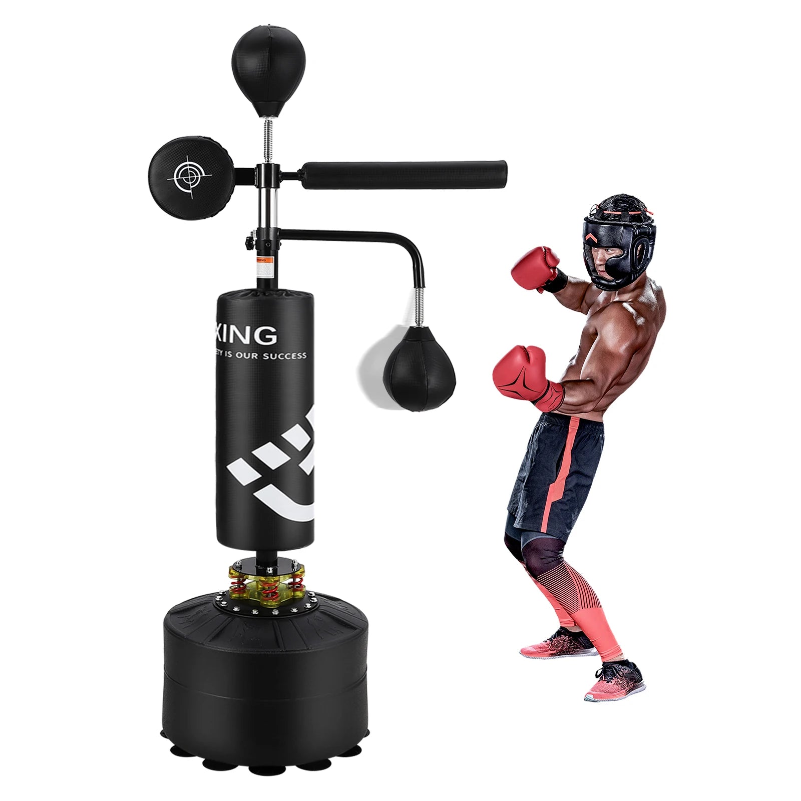 5 in 1 Punching Bag with Stand for Adult & Kids, Freestanding Speed Bag Hitting Target Heavy Kickboxing Bag, Adjustable Height