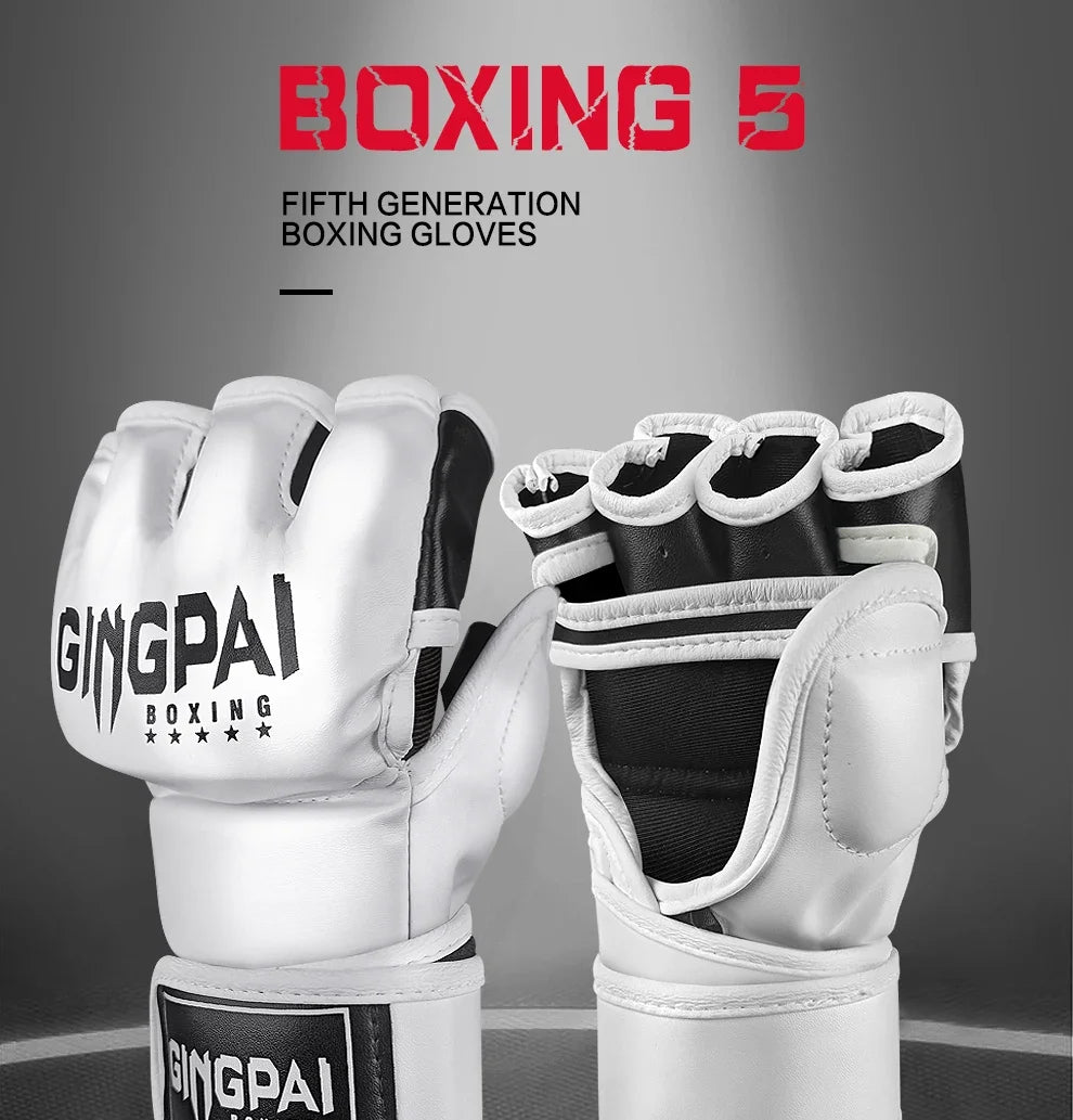 Gingpai Half-Mitts Gloves- Half-Finger Padded Gloves for kickboxing & Sparring