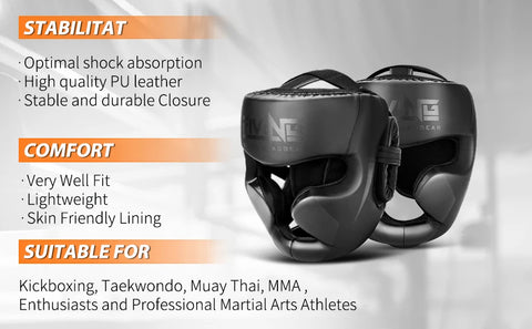 FIVING Training Boxing Helmet – PU Leather Head Guard for Sparring & Gym