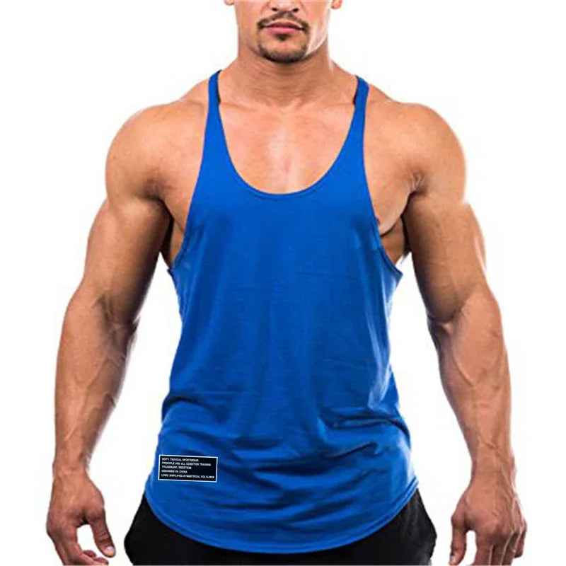 Y-Back Cotton Tank Top Men’s Sleeveless Fitness Shirt